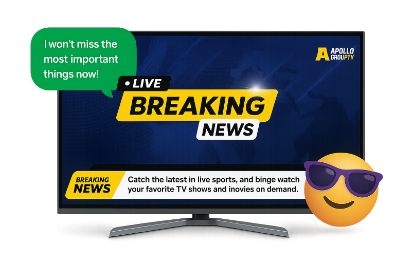 Breaking news streaming on Apollo Group TV – watch live news and TV on Apollo TV anytime